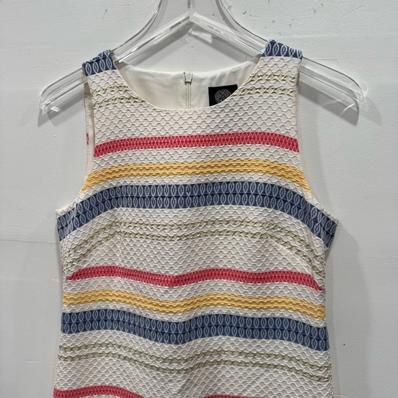 Vince Camuto Mix Jacquard Stripe Sleeveless Sheath Dress Size 4 Yellow Multi - Picture 2 of 5